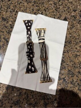 Cape Diablo Spotted and Striped Leather Apple Watch Bands - Black & White